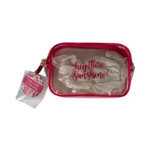 “Hey There Sunshine” Clear Travel Bag – Pink Trim